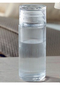 Resim El Yapımı Cam Başucu Sürahisi, Bardaklı Cam Sürahi 