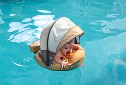 Resim Mambobaby Yüzme Simidi - Pizza, Emniyetli, Gölgelikli ve Ayak Destekli 