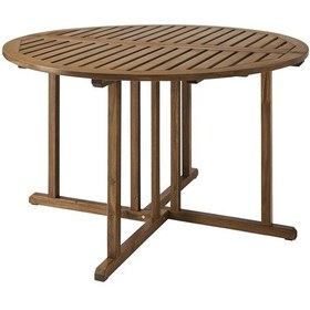 Resim Yemek Masası, Açık Kahverengi, 130 Cm Balkon,teras,bahçe Masa Ahşap Yuvarlak Kahverengi 