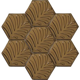 Resim Armada Çini 15x17 cm Yaprak Bronz Desen Altıgen Çini Karo 