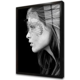 Resim Maskeli Kadın Çerçeveli Cam Tablo-171953 