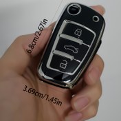 Resim Audi RS3 Q3 Q7 TT 8L 8V S3A için TPU Anahtarlık Kılıfı - Tam Koruma Kabı ile Düğme Tersine Çevirme, Şarj Edilemeyen Pil Uyumlu, Audi Markası için 