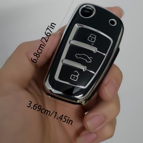 Resim Audi RS3 Q3 Q7 TT 8L 8V S3A için TPU Anahtarlık Kılıfı - Tam Koruma Kabı ile Düğme Tersine Çevirme, Şarj Edilemeyen Pil Uyumlu, Audi Markası için 