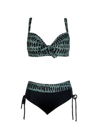 Resim Endeep Kadın Büyük Beden Balenli Destekli Su Yeşili Desenli Bikini Takımı-su Yeşili Su Yeşili 