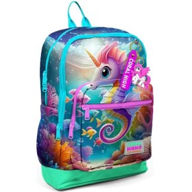 Resim Coral High Büyük Boy Okul Sırt Çantası Denizatı Desenli 23772 Çok Renkli 