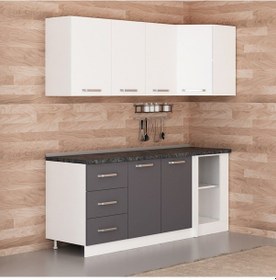 Resim Minar 200cm Köşe Mutfak Dolabı - Beyaz/antrasit K200-a2 