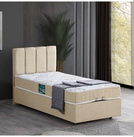 Resim Setaymobilya Baza, Tek Kişilik Defne Baza + Başlık + Comfort Yatak Seti, Krem 