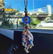 Resim Deniz Kabuk Nazar Boncuk Nazarlık Araba Ayna Süs Araba Süsü 