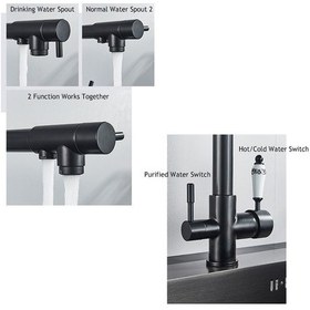 Resim Mutfak Eviye Bataryası Dual Flow Su Arıtma Çıkışlı Spiralli Siyah 