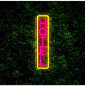 Resim Hotel Yazılı Neon Tabela Pembe 
