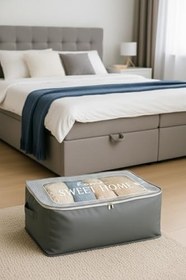 Resim Deconox Büyük Boy Bazaaltı Kalın Kumaş Hurç | Kazak Yastık Çok Amaçlı Yatakaltı Düzenleme Hurcu Gri (64cmx45cmx20cm) 4 lü 6 lı ve Şeffaf Pencereli Seçenekli (2 Lİ ŞEFFAF PENCERELİ) 
