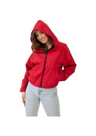 Resim Spor Kadın Kapüşonlu Su Ve Rüzgar Geçirmez Oversize Yağmurluk - Rüzgarlık-132 Kırmızı 