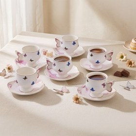 Resim Aryıldız Grass 6 Kişilik 12 Parça Kahve Fincan Takımı Açık Pembe 90 ml 
