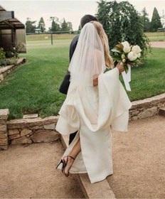 Resim JetDukkan Sade Çift Kat Tül Duvak - Gelin Gelinlik Için, Nikah, Duvağı,tül, Kırık Beyaz 