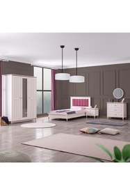 Resim Setay Ezgi Lüx Genç Odası - 3 Kapılı Dolap, Karyola, Komodin, Şifonyer 