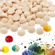 Resim 60 Adet El Yapımı Yarım Ahşap Boncuk, 15mm Boyasız Ahşap Mini Yarım Küre Toplar DIY Projeleri, Boyama, Noel Dekor ve Süslemeler için 