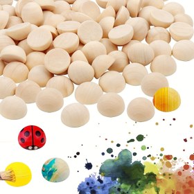Resim 60 Adet El Yapımı Yarım Ahşap Boncuk, 15mm Boyasız Ahşap Mini Yarım Küre Toplar DIY Projeleri, Boyama, Noel Dekor ve Süslemeler için 