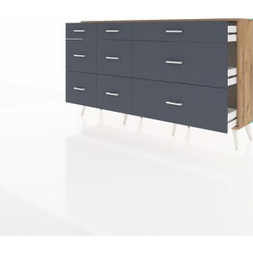 Resim Arges Konsol 9 Çekmeceli 176x30x99 Çam-çam/antrasit Atlas Çam/antrasıt - Atlas Çam 