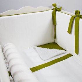 Resim Ekru - Olive Bebek Uyku Seti - Sosis Bumper / 60x120 