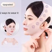 Resim V Şeklinde Yüz Şekillendirme Maske - Boyun ve Çene Keskinleştirme ile Çene Kemer, Burun ve Çene Arası Kırışıklıkları ve Gevşek Bej Renkleri İyileştirir | Uyku, Yoga, Ameliyat Sonrası Bakım için Tekrar Kullanılabilir Yüz Tonu (Makinede Yıkanabilir) 