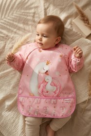 Resim DYZSTAR Dream Toz Pembe Sıvı Geçirmez Kollu Bebek Mama Önlüğü - BLW Uyumlu Leke Tutmaz Ek Gıda Önlüğ 