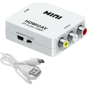 Resim Gplus HDMI To Av Mini Switch Full Hd HDMI Rca Composit Görüntü Çevirici Dönüştürücü - Beyaz 
