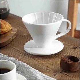 Resim AyrStore Epinox Seramik Kahve Dripper - Porselen Demleyici - No: 2 - Beyaz (Hario V60 Benzeri) 