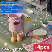 Resim Masa Şirin Karikatür Karakter Kalem Kutusu - Ayakta PP Plastik Kalem Kutusu Ağız Etiketi ve Harf Etiketleri ile, Kadınlar için Eğlenceli Ofis Malzemeleri, Yeşil Karakter ile Ağız ve Ayaklar, Şirin Kalem Dahil 