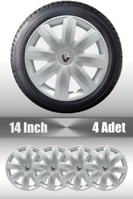 Resim FRWY Renault Clio Symbol Megane 14" inç Uyumlu 4 Adet 1 Takım Gri Jant Kapağı 