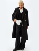 Resim Ekstra Uzun Kaşe Kaban Apolet Detaylı Düğmeli Cepli 