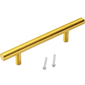Resim Paslanmaz Metal Mobilya Kulbu, Altın Sarı, Dolap Çekmece Tv Ünitesi Mutfak Için, Modern Stil (1, 224 Mm) 