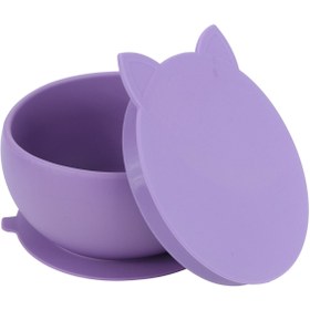 Resim Pandish KitTen Vakum Tabanlı Kapaklı Silikon Kase - Lila - Menekşe Moru / Standart 