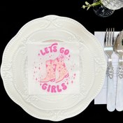 Resim 20 adet Pembe "Hadi Kızlar" Kovboy Çizgili Kağıt Peçeteler, 25.4x25.4 cm, 2 Katmanlı - Kovboy Temalı Partiler, Doğum Günleri, Gelin Duşları & Kutlamalar için İdeal 