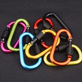 Resim 6'lı Paket 5.79cm D-Şekilli Kalınlaştırılmış Anahtarlık Alüminyum Alaşım Uzun Somun Dış Mekan Asma Tokası Çadır Tokası Su Bardağı Asma Toka Rastgele Renk 