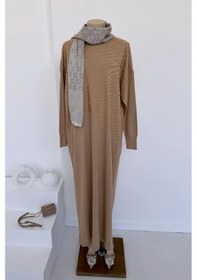 Resim Kahijab Zebra Merserize Elbise - Sütlü Kahve 