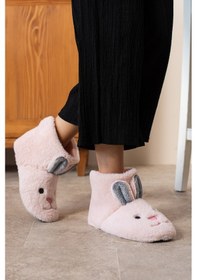 Resim Albishoes Kadın Tavşan Figürlü Pembe Ev Botu Panduf Yumuşak Taban 001 