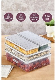 Resim Selka Home 4'lü Set Nora Organizer Buzdolabı Buzluk Düzenleyici Saklama Kabı( 1 Ad. 4 Lt. 1 Ad. 2,25 Lt. 2 Ad. 1 Lt. ) 