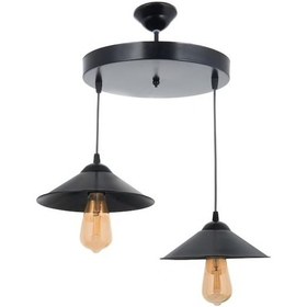Resim Mylights Retro Metal Sarkıt Ikili Mat Siyah Avize 