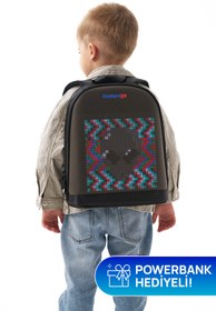 Resim Zampago LED Ekranlı Akıllı Sırt Çantası – Bluetooth Kontrollü Işıklı Dijital Ekran Çanta 