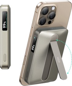 Resim Esr 10000 Mah Taşınabilir Şarj Cihazı Halolock Qi2 Kickstand Magsafe Dijital Standlı Powerbank - Titanium 