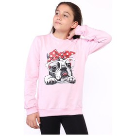 Resim Toontoy Kids Toontoy Kız Çocuk Relax Fit Bisiklet Yaka Baskılı Sweatshirt - 2 İplik Açık Pembe 