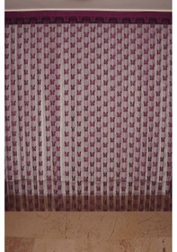 Resim Kelebek Model Mor Renk İp Perde Hazır Düğmeleri Dikilmiş İp Perde 300 280 Cm Mor 