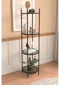 Resim Vogue Kitaplık Dekoratif Aksesuar Rafı Siyah Füme Camlı Mutfak Rafı 