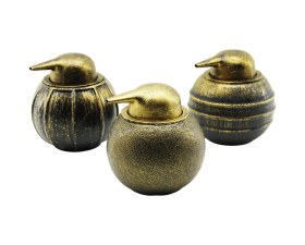 Resim Penguen Görünüm - Eskitme Desen Seramik Tombulsıvı Sabunluk Kahverengi 