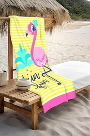 Resim Dijital Baskı Plaj Deniz Havlusu Flamingo Desenli Peştamal HVL0211 