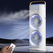 Resim Çift Rüzgar Gücü Artırma Özellikli Taşınabilir EFGHONG, USB ile Şarj Edilebilir 3000mAh Lityum Pil, Üç Sprey Nemlendirme, Sekiz Çekirdekli Kalıcı Mıknatıs Motorlu 