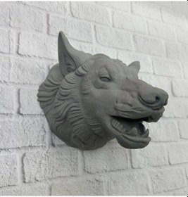 Resim Bfs Asılabilir Gri Kurt Heykeli Ev Ofis Duvar Süslemesi Dekoratif 