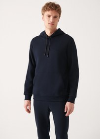 Resim Avva Erkek Lacivert Kapüşonlu 3 Iplik Şardonlu Pamuklu Sweatshirt E001018 