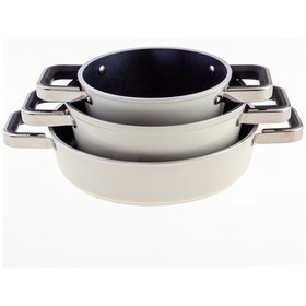 Resim Jumbo Almond Cream 7 Parça Granit Tencere Seti Krem 