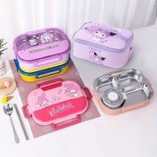 Resim 2 Adet Sanrio 304 Paslanmaz Çelik Yalıtımlı Öğle Yemeği Kutusu ve Torbası, İlkokul-Ortaokul Lise Üniversite için Güzel Karakterli Tasarım, Kapaklı Beslenme Kabı Çatal Kaşık Çorba Kaseli Hediye Seti, Şık Okula Dönüş Malzemeleri İdeal Ofis Piknik Tatil Hediyesi 